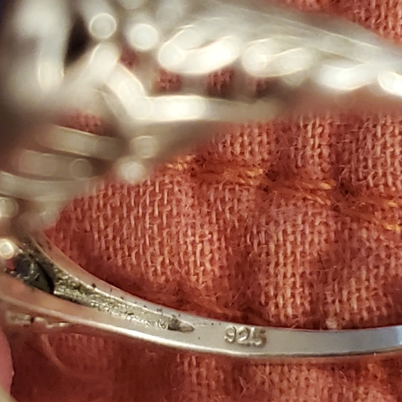 Art deco style trio blue opal sterling silver ring - Picture 5 of 6